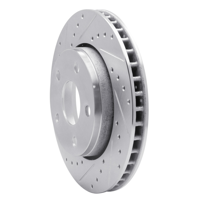 Jeep Wrangler Brake Rotor (1) - Front Left - R1 Concepts - Drilled & Slotted - Silver - `07-`18